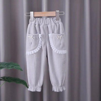 Girls' Pants Spring Models Children's Spring and Summer Children's Clothing Children's 0-4 Pants Outer Wear Girls Casual Spring Trousers