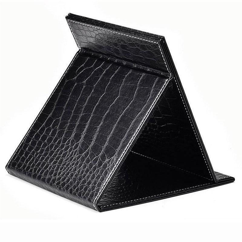 Crocodile Pattern Ladies Leather Folding Mirror Desktop Creative Portable Makeup Mirror HD Travel Out Household Essentials