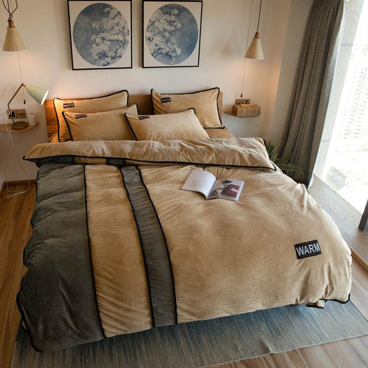Flannel Fleece Bedding Set Soft Duvet Cover Winter Warm Queen King Size Bed Linen Bed Sheet