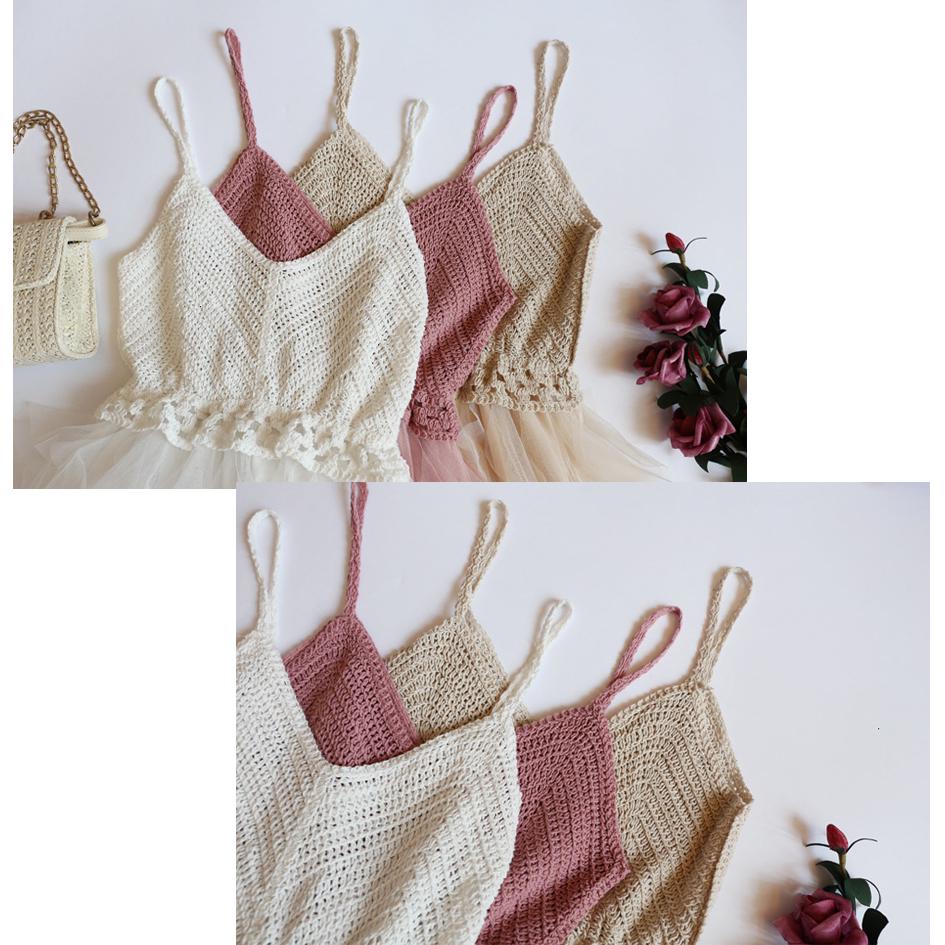 Women  Sleeveless Knitted Dress Summer Lace Party Dress Casual Sling Beach Dress
