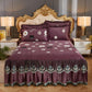 Anti-skid Warm Bedspread Thickened Winter Bedding Skirt High-grade Crystal Velvet Bed Skirt Pillowcases Three-piece Set