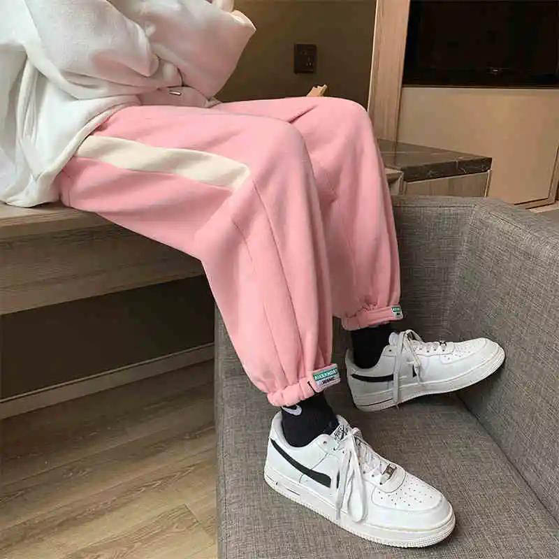 Fried Street Pants Women's Autumn and Winter Plus Velvet Sweatpants Ins Tide Loose and Thin Students All-match