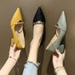 High Heels Women's Thick Heel Spring and Autumn All-match Pointed Toe Fashion Soft Leather Mid-heel Shoes