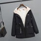 Parker Plus Velvet Thick Coat Women All-match Casual Casual Short Hooded Waist Loose Windbreaker Women Warm and Comfortable