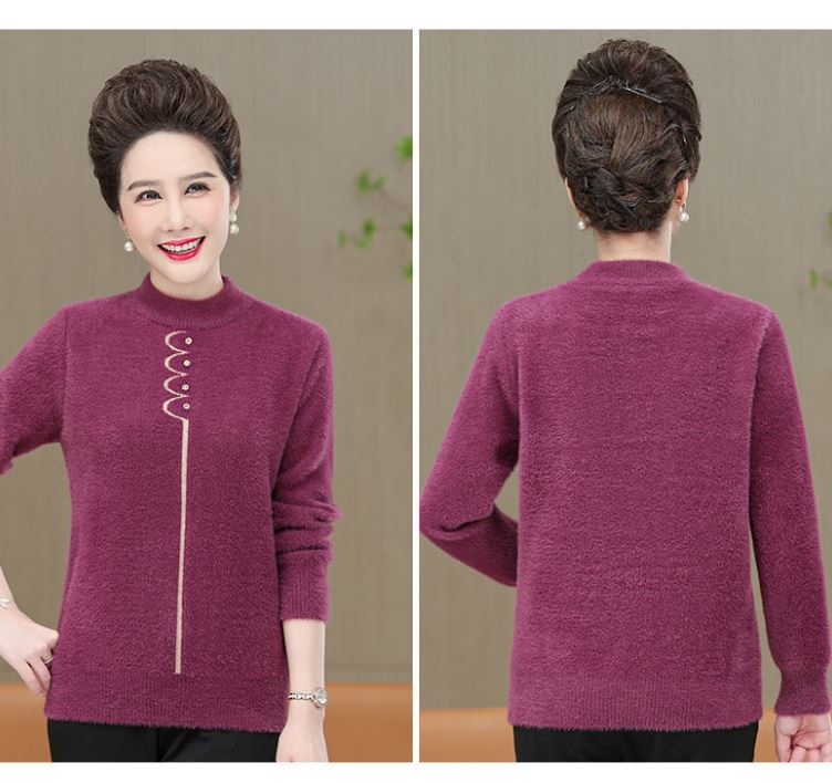 Winter Women's Mink Fleece Half Turtleneck Sweater Solid Color Short Sweater Loose Large Size Outer Sweater