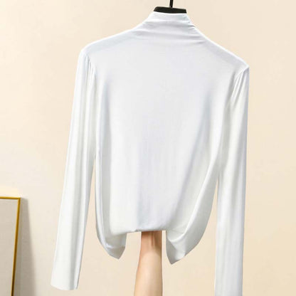Spring New Women's Half Turtleneck Bottoming Shirt with A Slim Plus Size Top