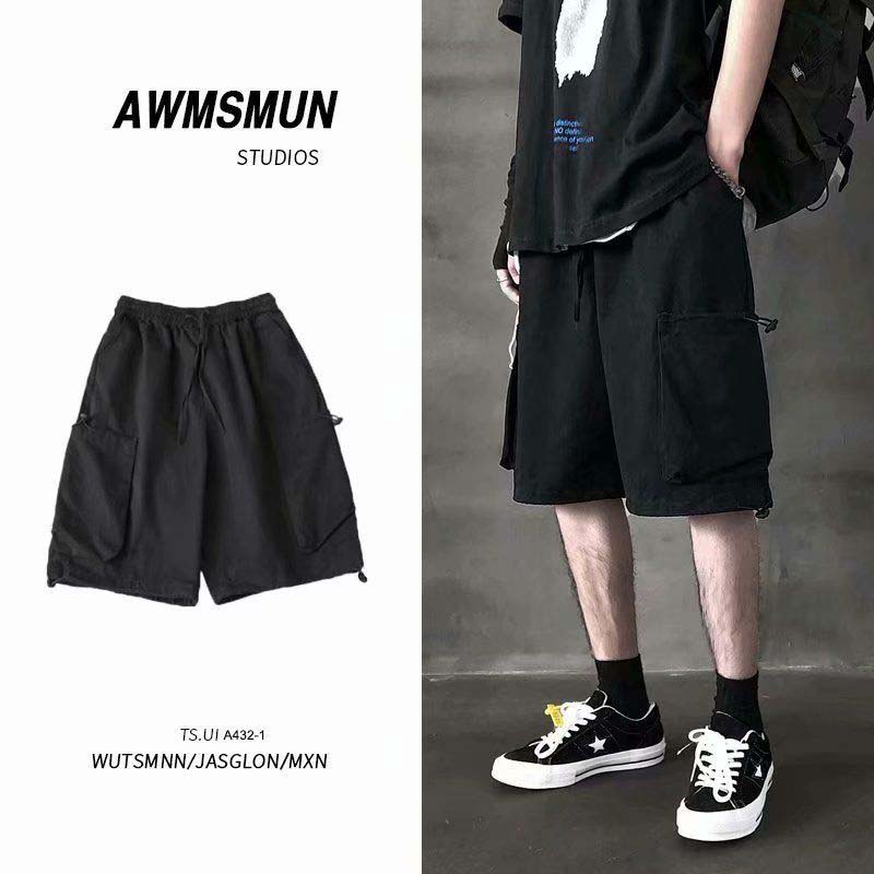 Summer Casual Overalls Shorts Men's New Dark Sports Outer Wear Five-point Pants Beach Pants