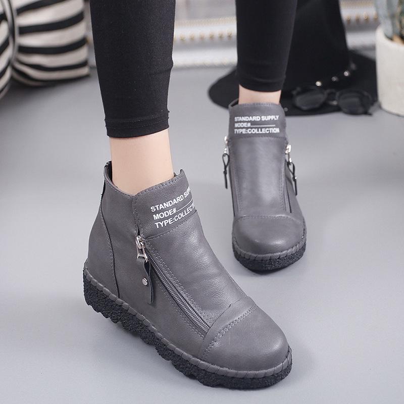 WarmJackets Casual Student Round-toe Increased Side Zipper Single Women's Shoes