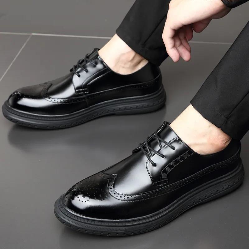 Leather Shoes Men's Business Suits Men's Leather Shoes Leather Breathable British Style Leather Shoes