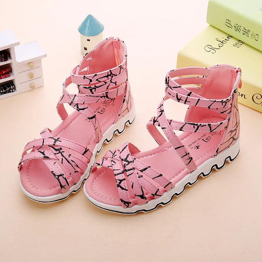 Girls' Sandals In Spring and Summer Soft Soled Non Slip Striped Sandals Little Girls' Open Toe Bowknot Casual Sandals