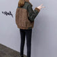 Lamb Wool Stitching Short Coat 2021 Autumn and Winter Plaid Wool Short Coat Cotton-padded Jacket Women