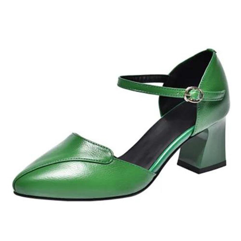 Women's Summer Sandals Comfortable Solid Color Non-slip Wear-resistant Medium Heel Sandals