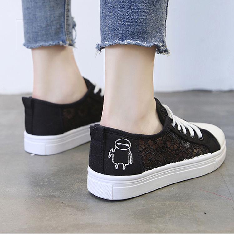Sneakers Women Fashion Breathable Summer Platform Casual Shoes Lace Leisure Flat White Canvas Women's Vulcanize Shoes