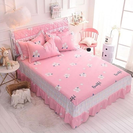 Three-piece Suit Korean Princess Style Cotton Bed Sheet Double Bed Cover Protector