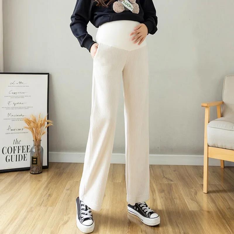Maternity Pants Spring and Autumn Outer Wear Trousers Fashion Loose Spring Wide-leg Pants Maternity Pants Plus Velvet Autumn and Winter Models