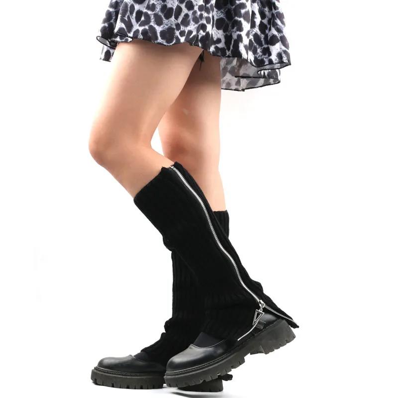 Sweater Socks Set Female Pile Hose Socks Personality Korean Version of Leg Cover Zipper Boots Set of Trees Fashion Warm Women Socks Boots Socks