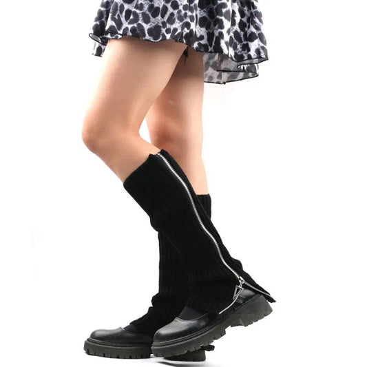 Sweater Socks Set Female Pile Hose Socks Personality Korean Version of Leg Cover Zipper Boots Set of Trees Fashion Warm Women Socks Boots Socks