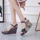 Wedge Sandals Women's Summer Casual Style Rhinestone Rivet Platform Platform Shoes  High Heel Roman Shoes