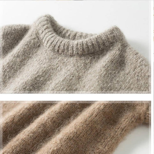 Cashmere Sweater Round Neck Twist Women Lazy Wind Sweater Loose Thick Solid Color Pullover Female