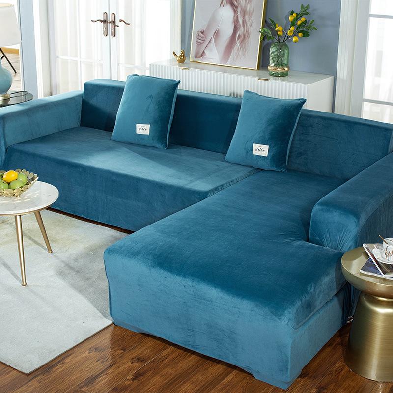 Thick Plush Solid Color Sofa Cover Elastic Non-slip One-piece Sofa Cover Universal All-inclusive Chaise and Lazy Combination