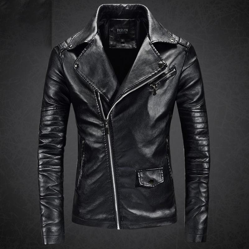 Fashion High-end Men's Leather Jacket Fashion Trend Slim Fit Plus Cashmere Warmth Send Leather Care Agent Sheepskin Jacket