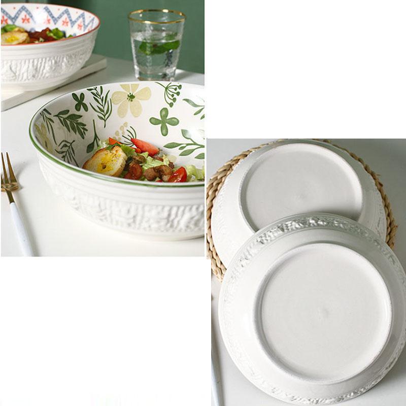 Large Ceramic Soup Bowl Pickled Cabbage Fish Chinese Household Large Bowl Three-dimensional Thickened Bowl Vegetable Bowl Fruit Bowl