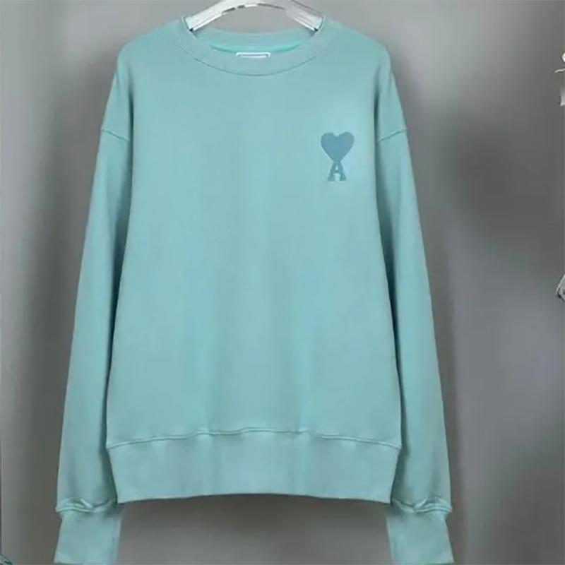 Embroidered Love Solid Color Round Neck Sweater for Men and Women The Same Loose Long-sleeved Pullover Sweatershirts for Lovers