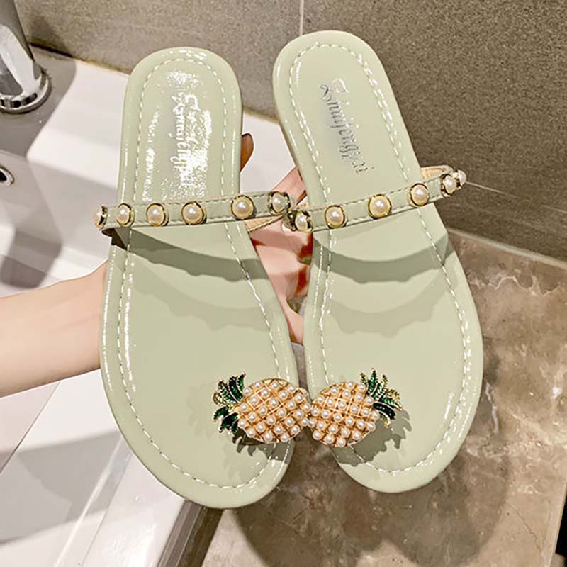 Pineapple Slippers Women's Summer Wear All-match Non-slip Flat Bottom Fashion Beach Sandals and Slippers Women