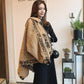 Autumn Winter Women's Loose Imitation Lambs Wool Jacket Coat Student Warmth Leopard Stitching Denim Parka