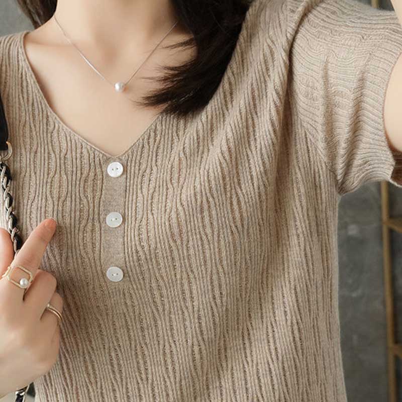 Ice Silk Short-sleeved T-shirt Women Loose All-match Large Size Top Outer Wear Bottoming Sweater