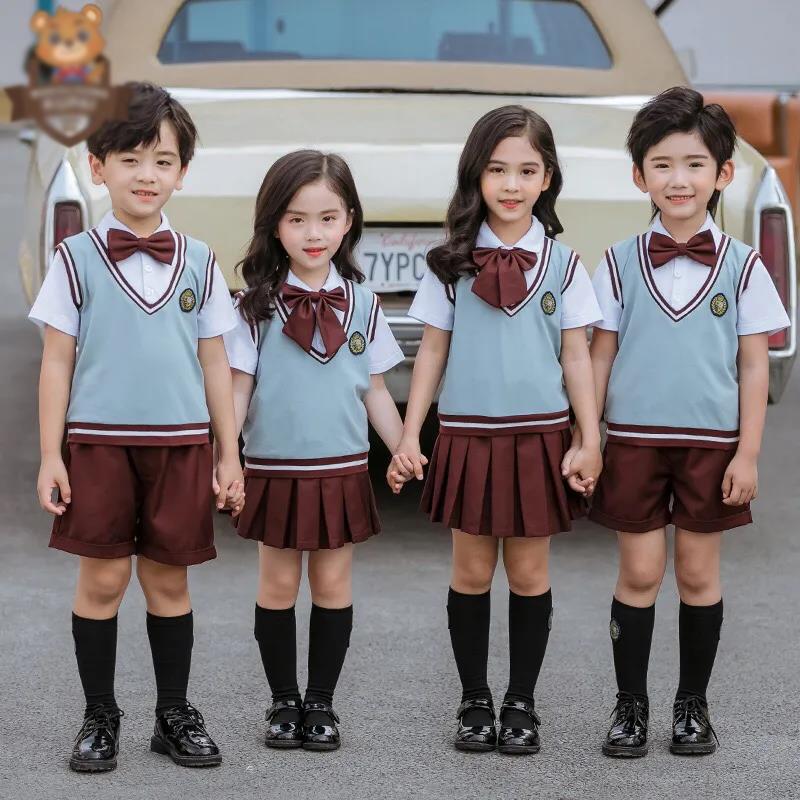 Children's Clothing College Style Boys and Girls Short-sleeved Shirt Suit Primary School Uniforms Class Uniforms Kindergarten Uniforms