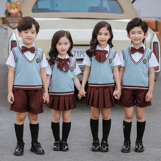 Children's Clothing College Style Boys and Girls Short-sleeved Shirt Suit Primary School Uniforms Class Uniforms Kindergarten Uniforms