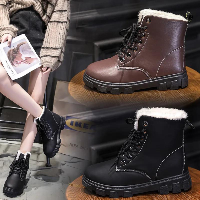 Snow Boots Women Winter Plus Velvet Warm Martin Short Boots Waterproof Wild Korean Student Cotton Shoes