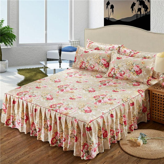 Bedroom Twill Bed Skirt Bedspread Double Non-slip Mattress Protection Cover Skin-friendly Bed Cover and Dust Cover