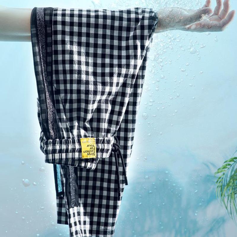 Plaid Pants Girls Mesh Casual Pants Ice Silk Pants Women Summer Thin Section Nine-point Harem Pants