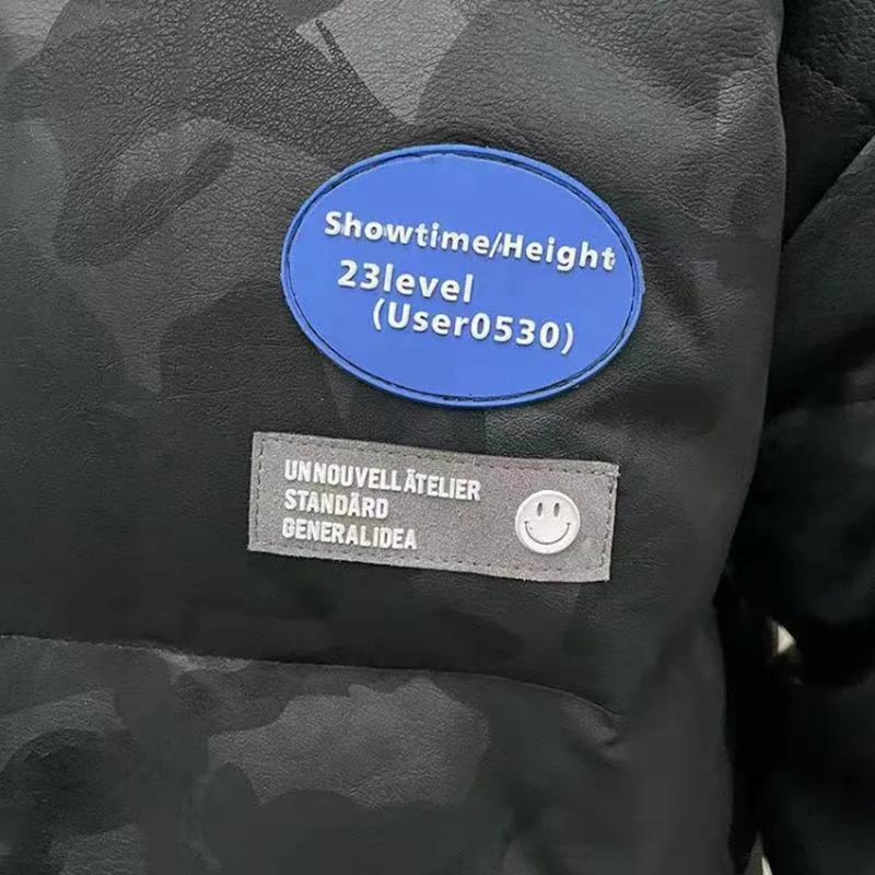 Men's Winter Down Jacket Plus Size PU Leather Camouflage Jacket Streetwear Coat Stand Collar Solid Color Casual Jackets Warm Thick Black Clothing