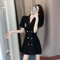 Summer French Design Suit Dress Women's Fashion Temperament Waist Pleated Suit Skirt