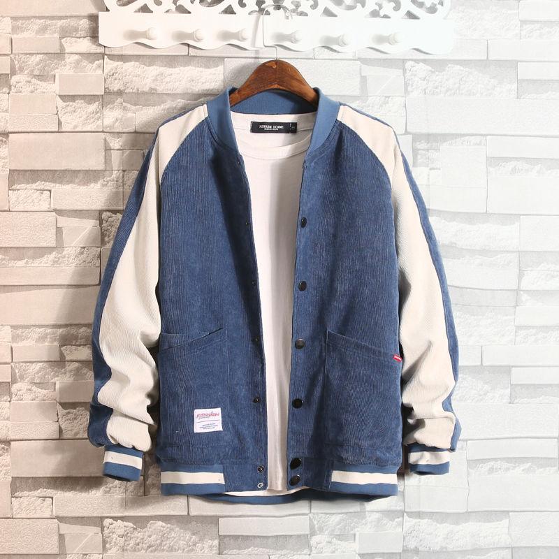 Men's Spring and Autumn Denim Jacket Casual Jacket Baseball Uniform Workwear Men's Long Sleeve Short Warm Button Jacket