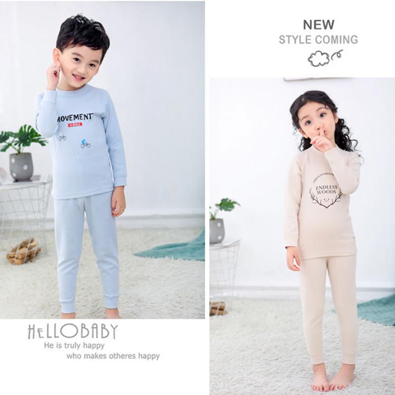 Winter Children's Comfortable Thermal Underwear Suit Baby Pure Cotton Self-heating Autumn Clothes Long Trousers
