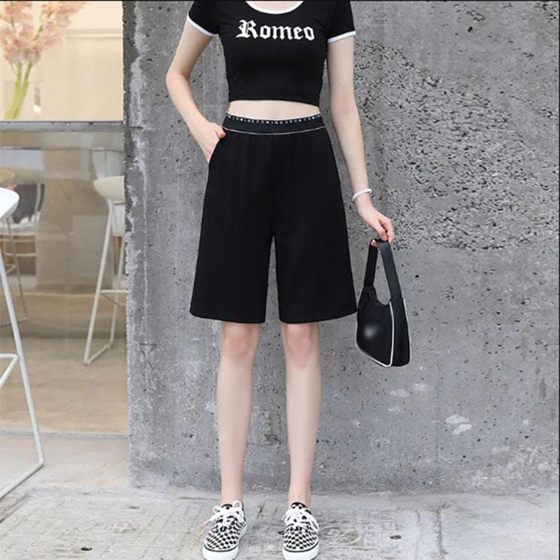 Large Size Sports Shorts Women's Summer Loose High Waist Five Points Casual Pants Wide Leg Pants Trendy
