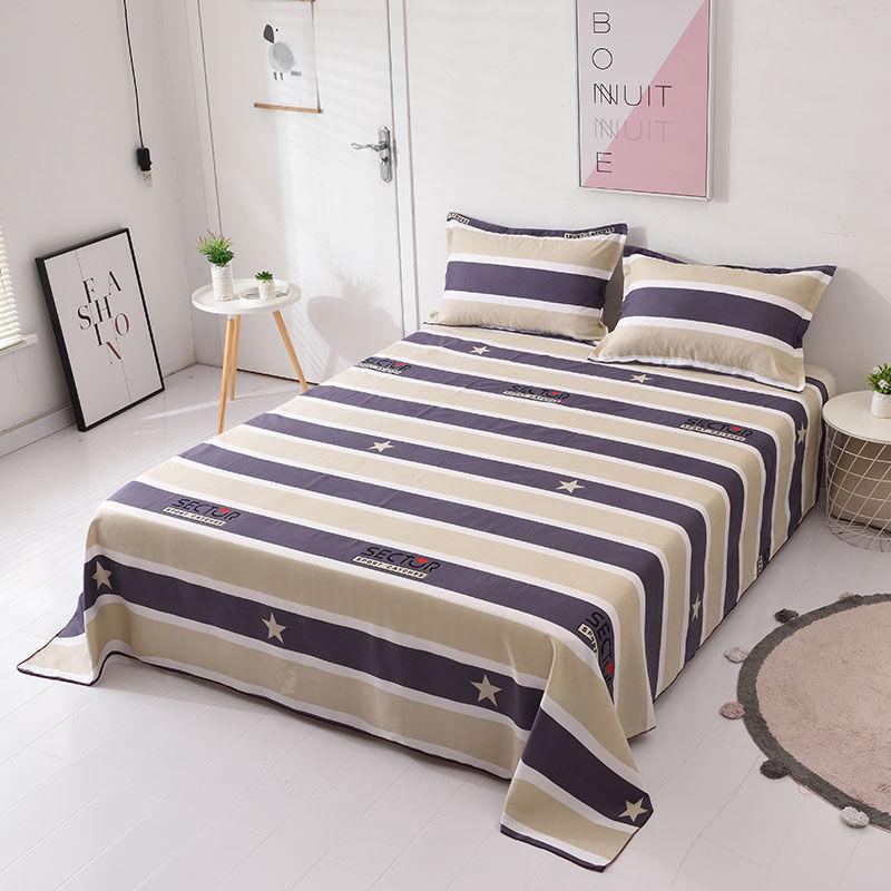 Four Seasons Universal Bedding Three-piece Set One-piece Sheet Two Pillowcase Cotton Sheet Sweat-absorbent, Breathable and Washable
