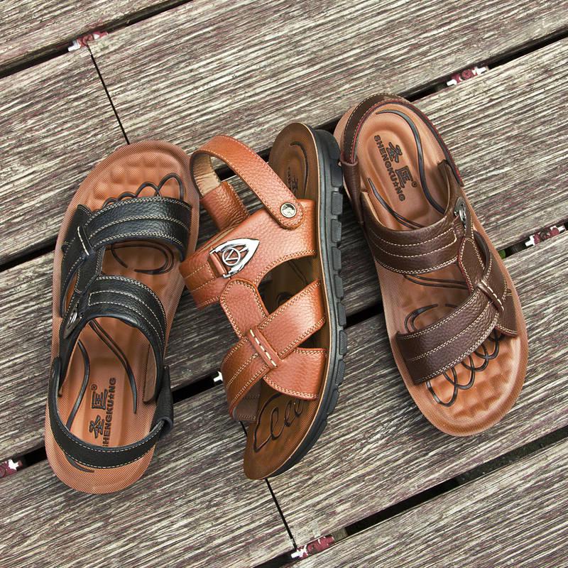 Leather Summer Men's Sandals Casual Beach Shoes Quality Sandalias Soft Sole Sandals Plus Size