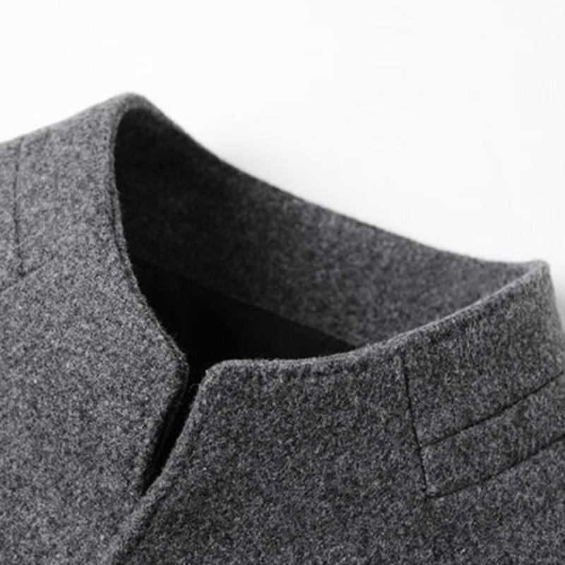 Men's Spring and Autumn Coat Men's Mid-length Woolen Solid Color Lapel Coat Men's Trench Coat