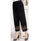 Women Summer Thin Pants Big Size Loose Elastic Waist Simple Cropped Pants High Waist Wide Leg Floral Printed Mothers' Casual Straight Pants