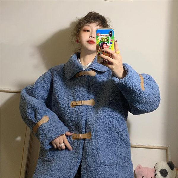 Autumn and Winter All-match Loose Plus Velvet Thickening Imitation Lamb Wool Winter Jacket Women's Jacket