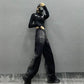 Personality Hip Hop Spring Autumn Pants High Waist Wide Leg Pants Straight Black Jeans Women