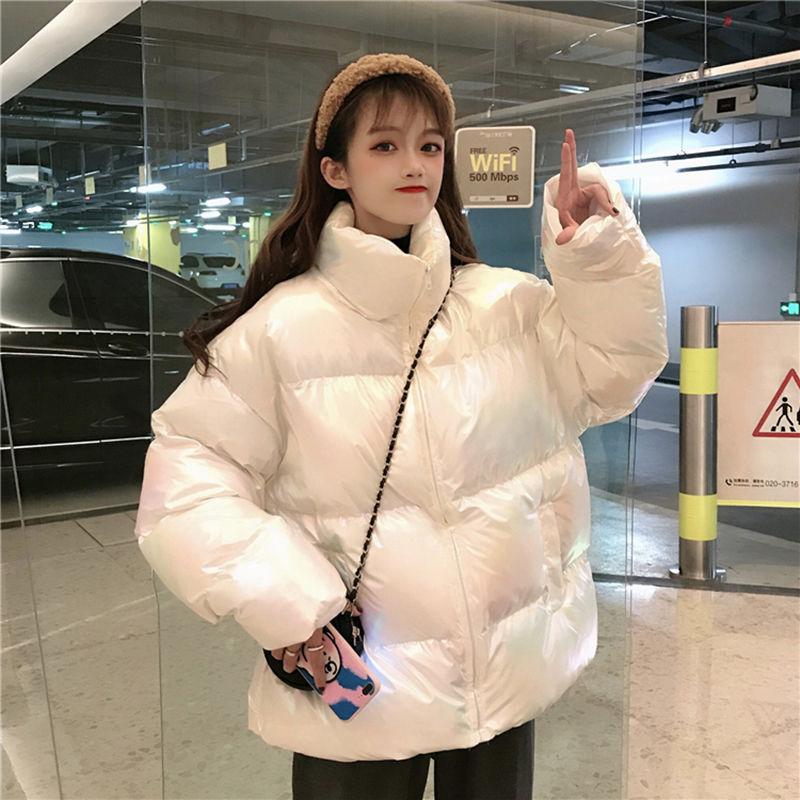 Women's Short Down Jacket Colorful Bright Surface Loose Padded Bread Jacket Cotton Jacket