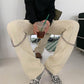 Skinny Design Inductive Chain Straight Jeans Female Loose High Waist Wide Leg Pants Personality Street