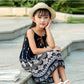 Children's Dress Girl's Suspender Dress Korean Version of Printed Sleeveless Striped Dress Backless Beach Dress Ethnic Style Bra skirt