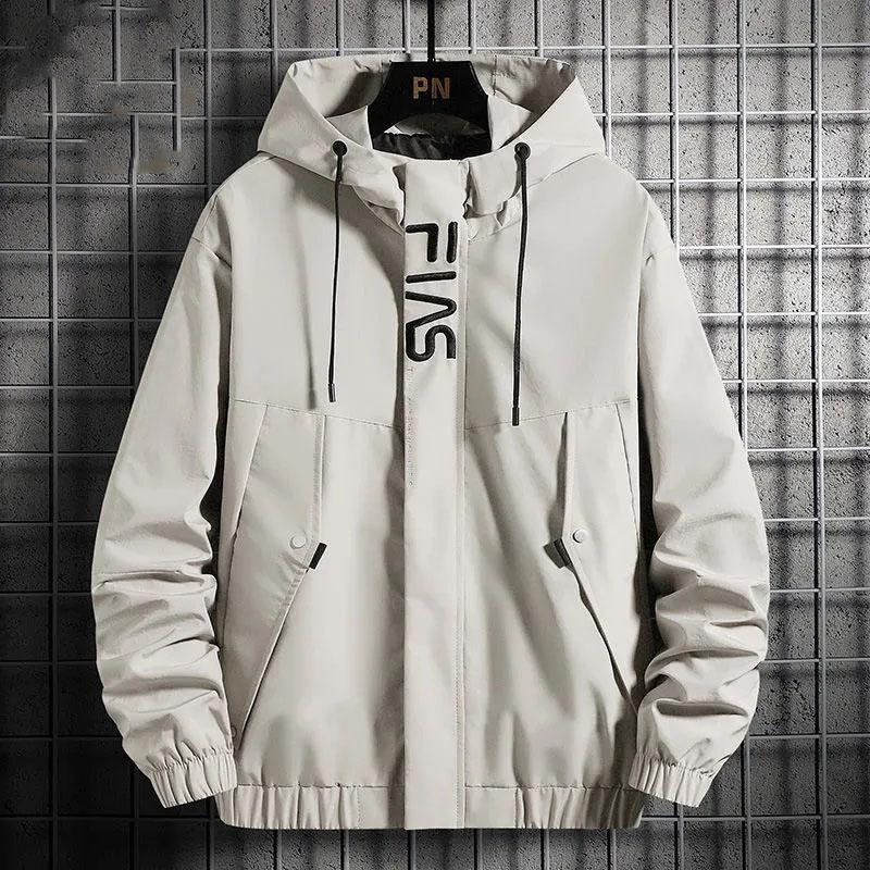 Spring and Autumn Men's Jacket Hooded Coat Colorblock Printing Top Trend Simple Bomber Jacket Zipper Sportwear